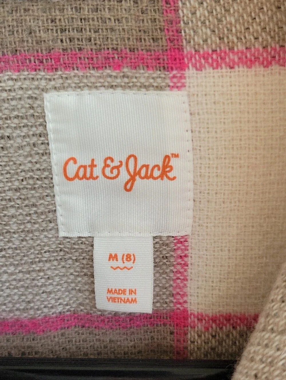 Cat & Jack Pink, Gray & White Plaid Shacket Coat